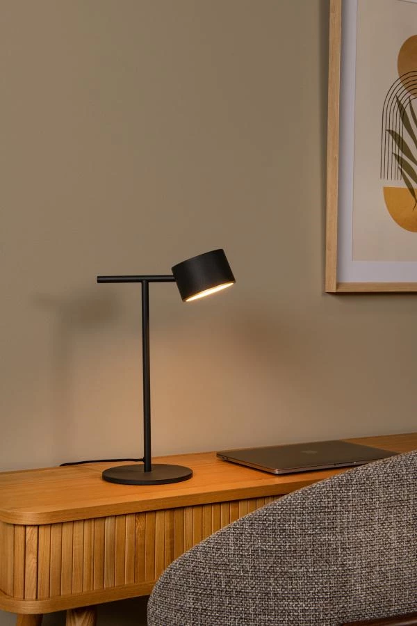 Lucide GIAN - Table lamp - LED Dim. - 1x9W 2700K - Black - atmosphere 1